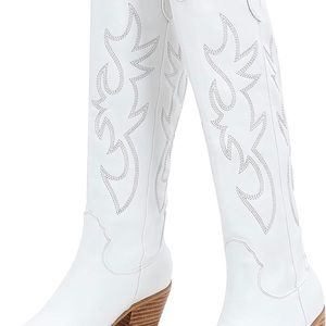 Tall White Western Boot